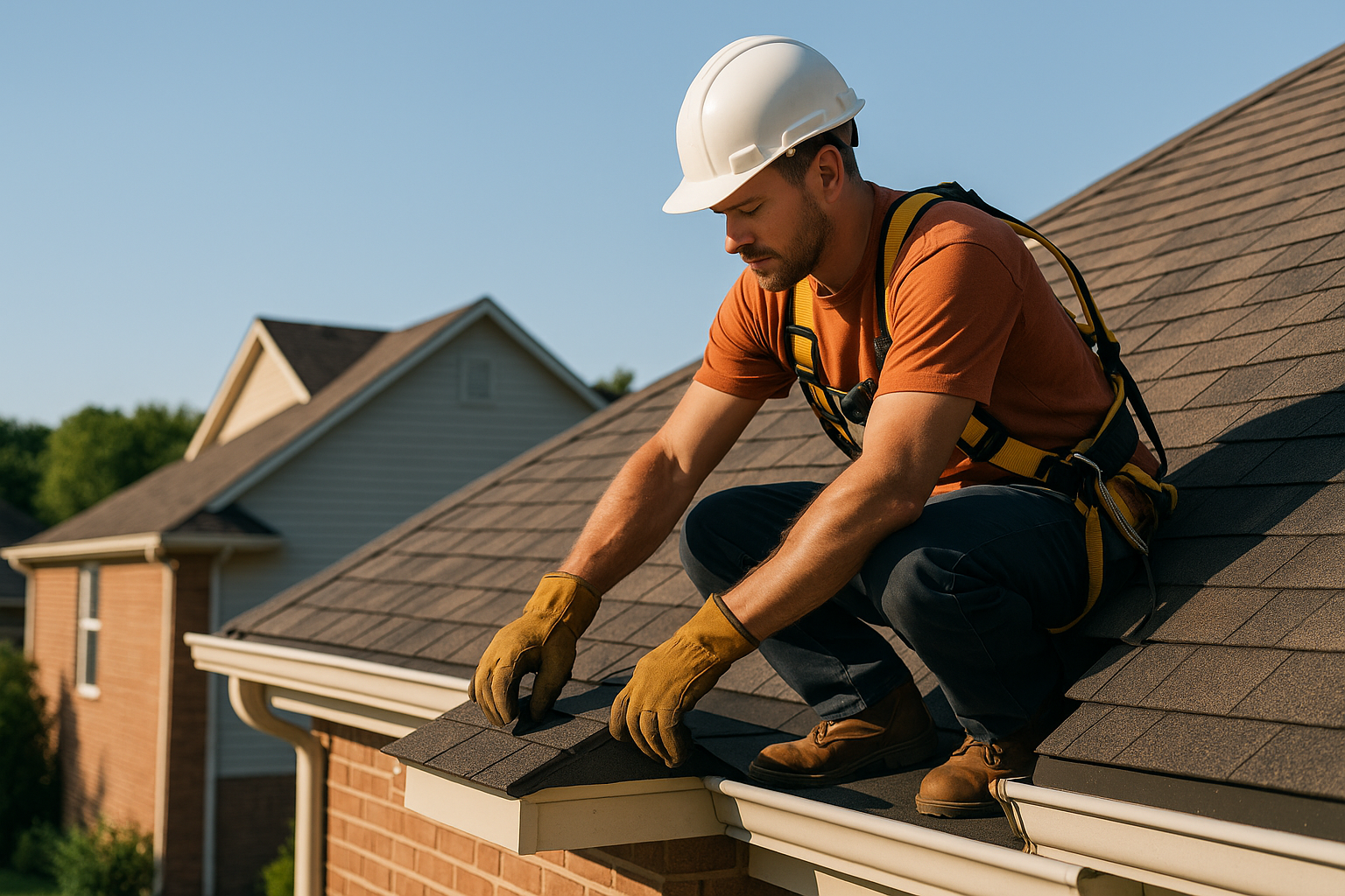 Editorial illustration depicting best roofing materials extreme heat uv conroe tx