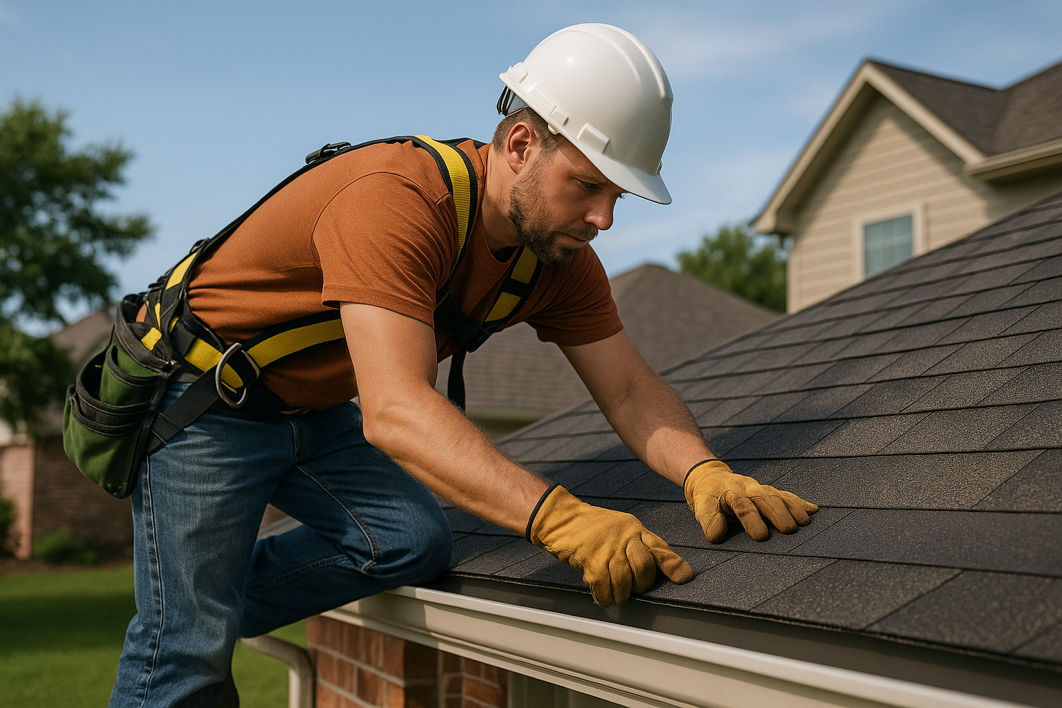 Editorial illustration depicting replace roof before after tropical storm season southeast texas